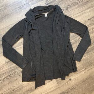 Grey Long Open Cardigan